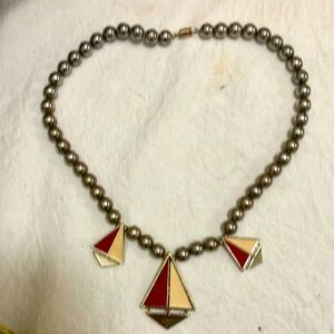 Ginnie Johanson Vintage Gold Toned Boats Themed Necklace